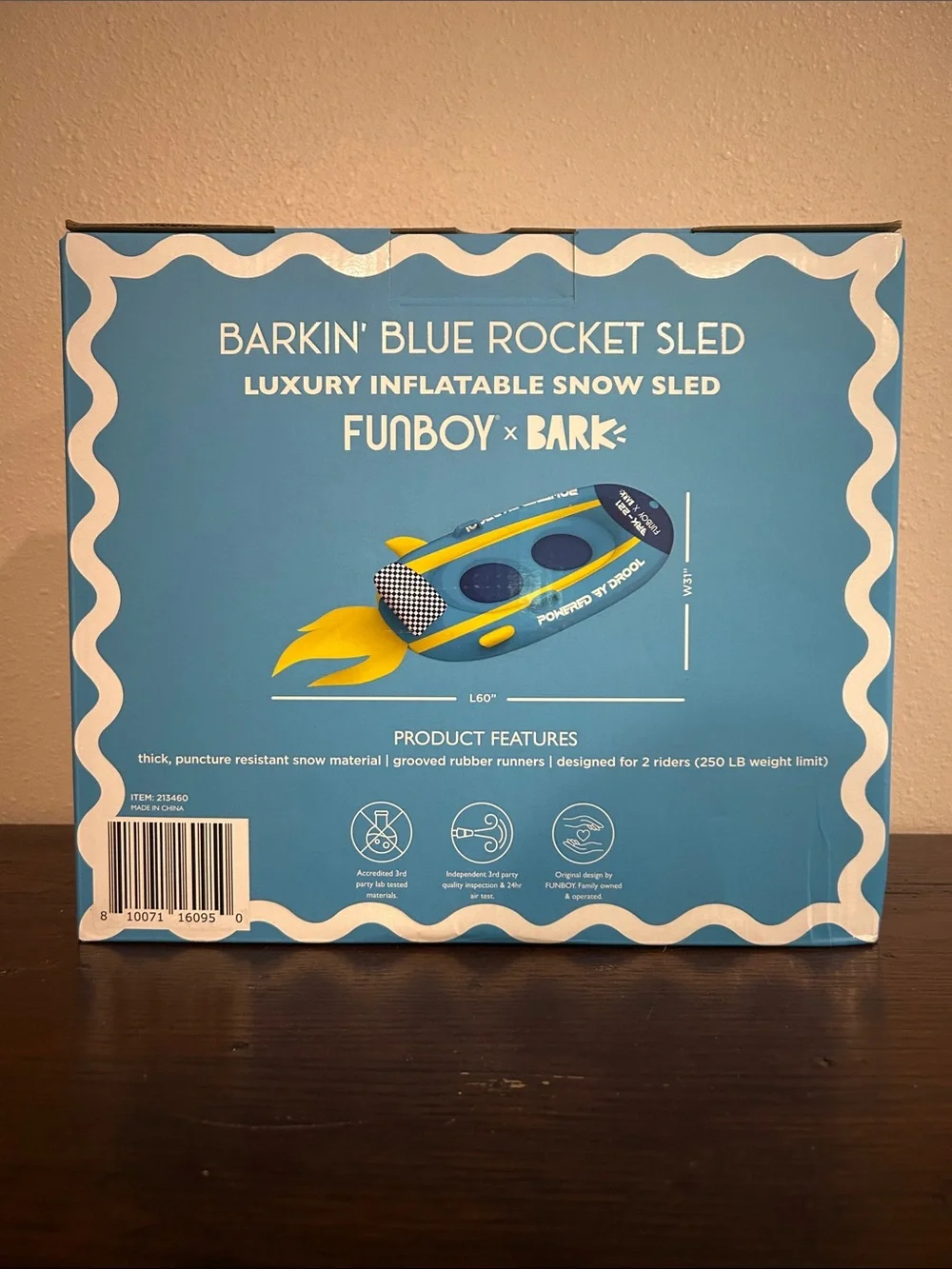 FUNBOY x BARK Barkin' Blue Rocket Sled - Blue & Yellow Inflatable